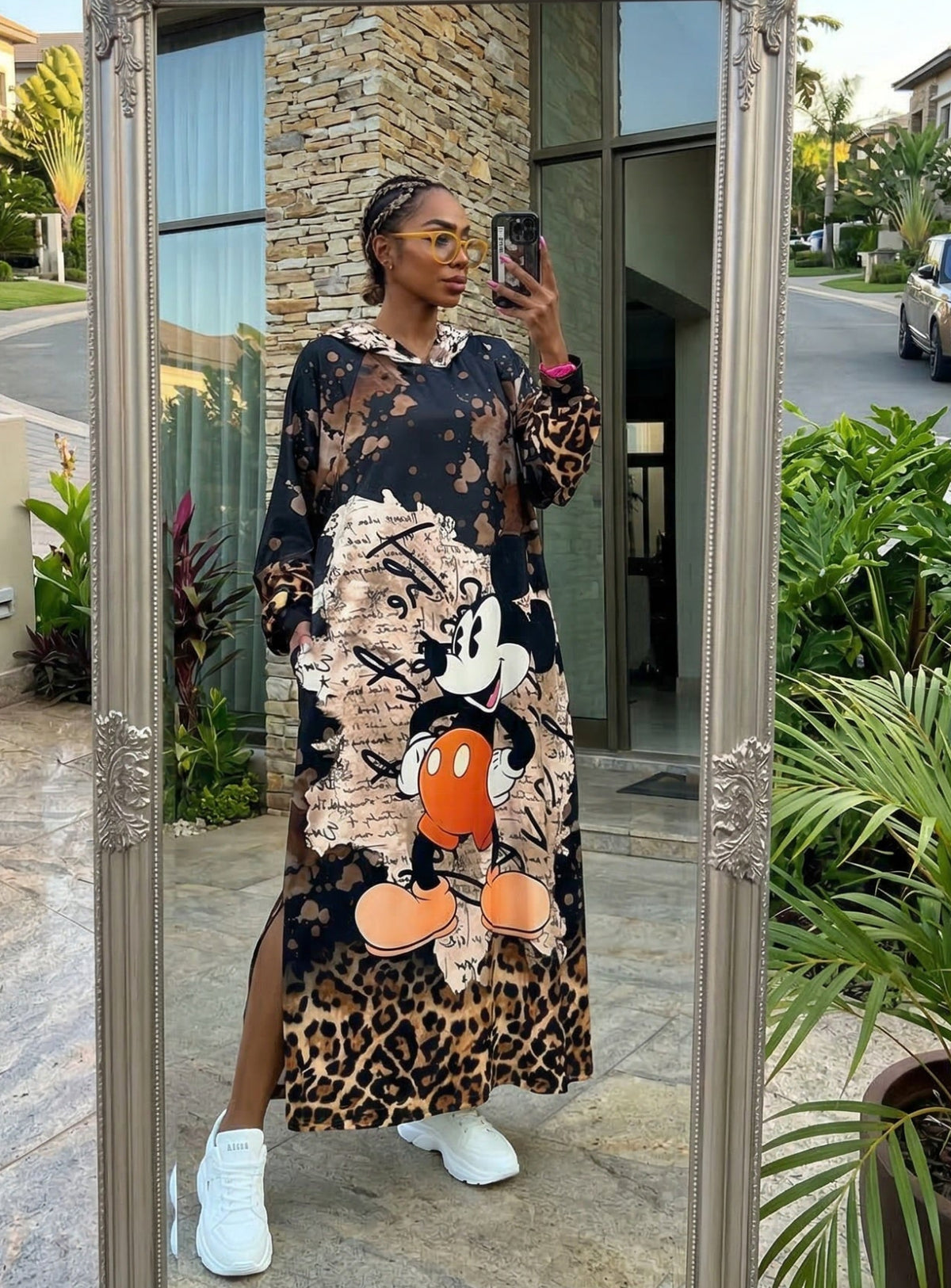 cartoon print oversized maxi dress
