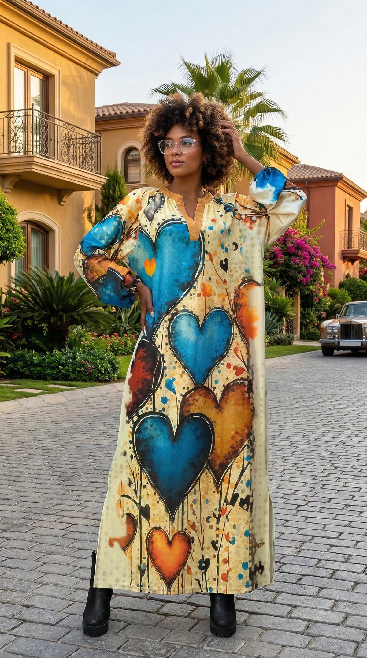 Beige Luxe Portrait Lounge Dress